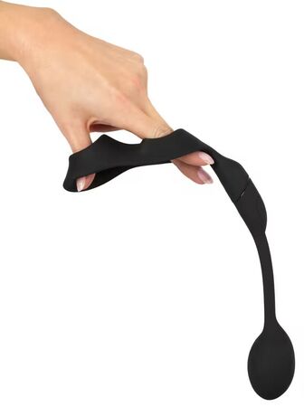 Черное виброкольцо с анальной пробкой Cock Ring with RC Butt Plug